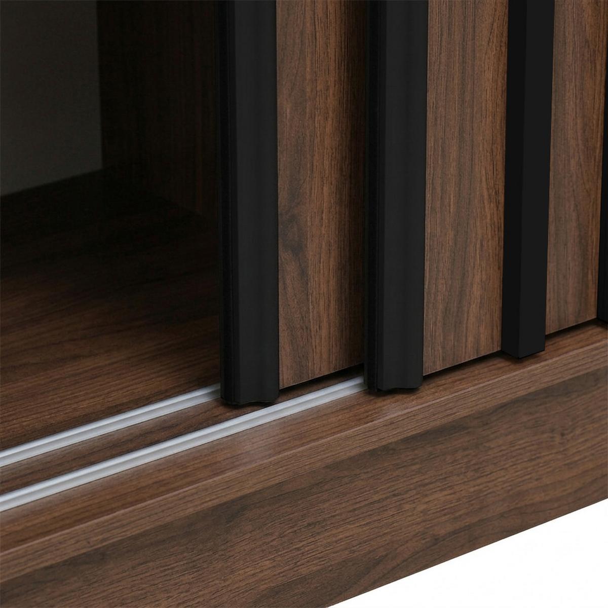 KOMMODE Horizon mit 2 Schiebetüren, 100 cm,Walnuss+Schwarz - Walnussfarben/Schwarz, Holzwerkstoff (101/85/43.5cm) - Beautysofa