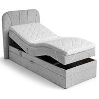 BOXSPRINGBETT Romeo, Einzelbett mit elektrischer Matratzenverstellung, 90x200 cm, Hellgrau - Hellgrau, Textil (90/200cm) - Beautysofa