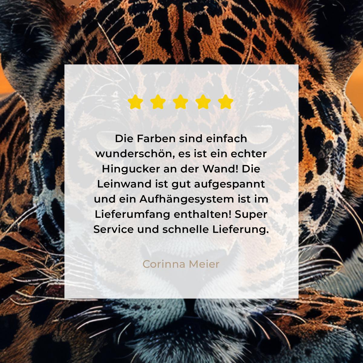 LEINWANDBILD Natur - Leopard - Tier - Sonnenuntergang - Modern Room Decor 30x40 cm - Orange, Textil (30/40cm) - MuchoWow