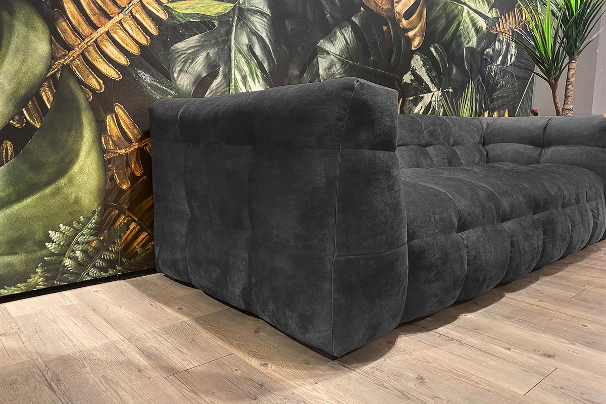 SOFA RIO Anthrazit Velvet - Anthrazit/Schwarz, Textil (282/68/105cm) - KAWOLA