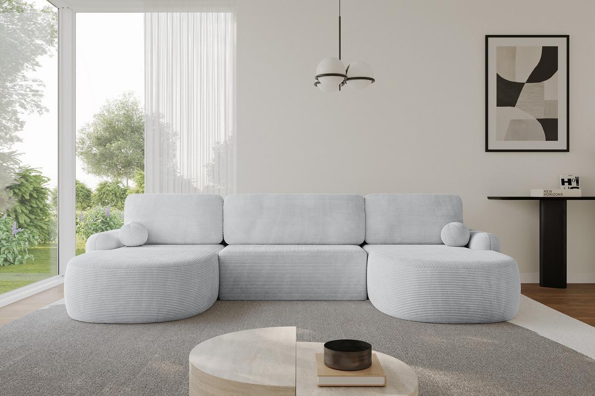 WOHNLANDSCHAFT mit Schlaffunktion und Bettkasten LIRA-U - 335x172x89 Grau - Graphitfarben, Holzwerkstoff/Textil (335/89/172cm) - ALTDECOR