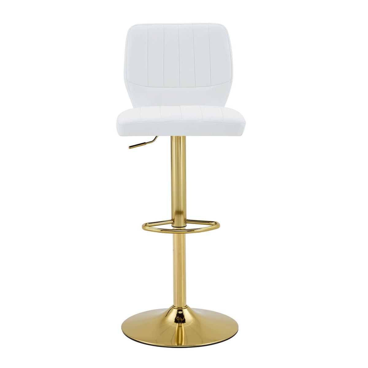 BARHOCKER 2ER-SET aus Kunstleder in Weiß und Gold, höhenverstellbar und 360° drehbar - Weiß, Leder (52/62/45cm) - Urban Meuble