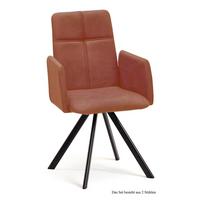 ARMLEHNSTUHL drehbar (2er-Set) Desha 52x92x60 Schwarz/Cognac - Cognac/Schwarz, Kunststoff (60/92/52cm) - 58aufmkessel