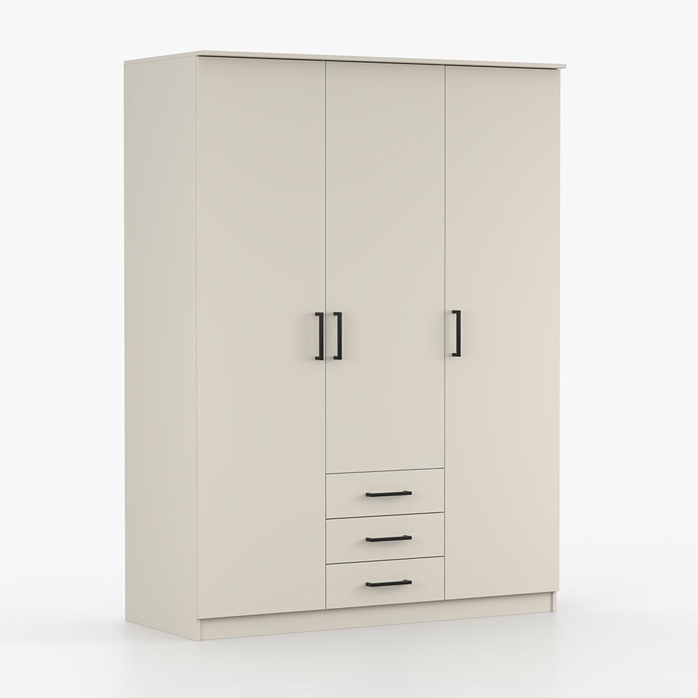 KLEIDERSCHRANK Szantal 3D 151 cm, 151/207/59, 3-türig, Champagner - Champagner, Holzwerkstoff (151/207/59cm) - imoebel24