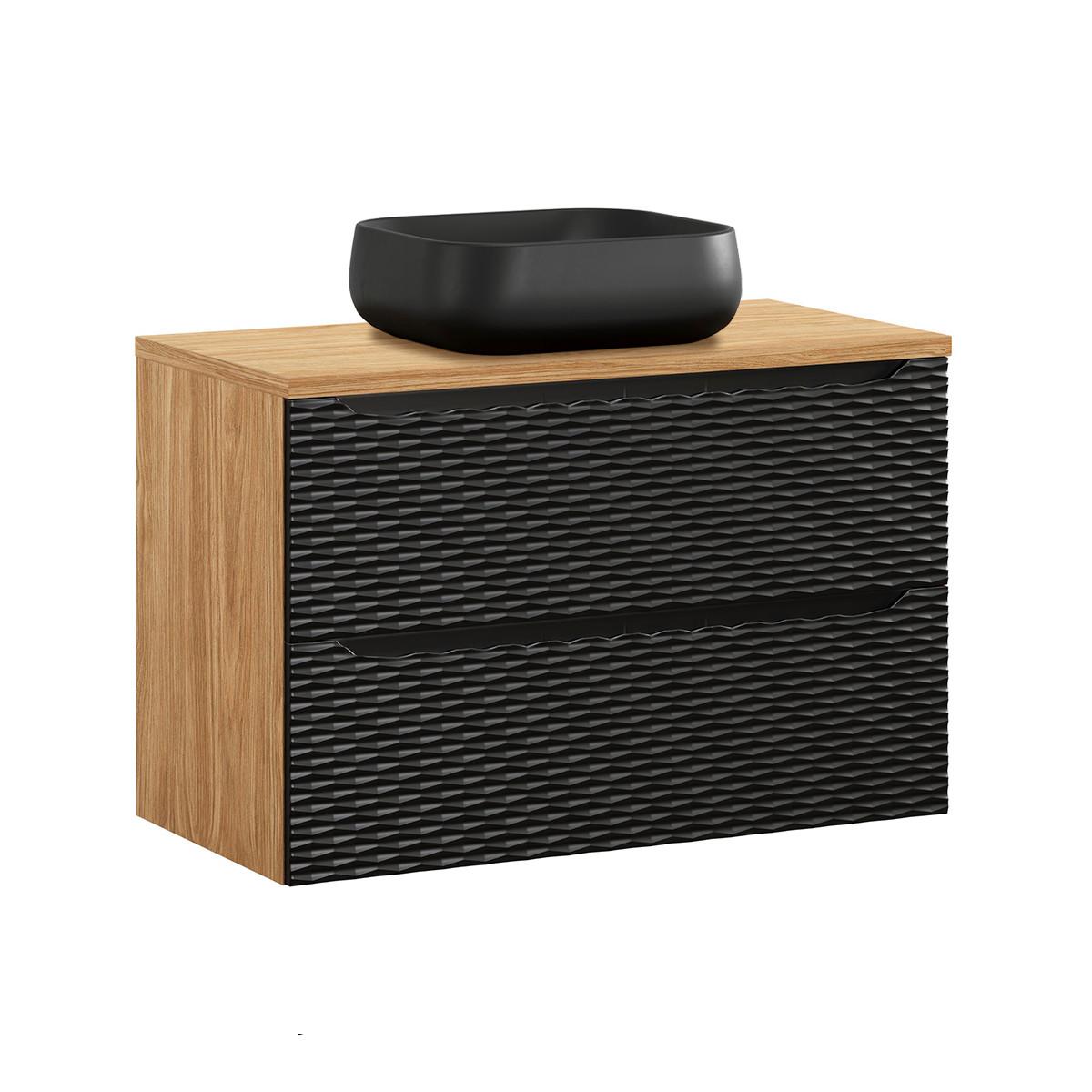 WASCHTISCH 90cm Elora Schwarz und Holz - Schwarz, Holzwerkstoff (90/59/46cm) - Petits-meubles