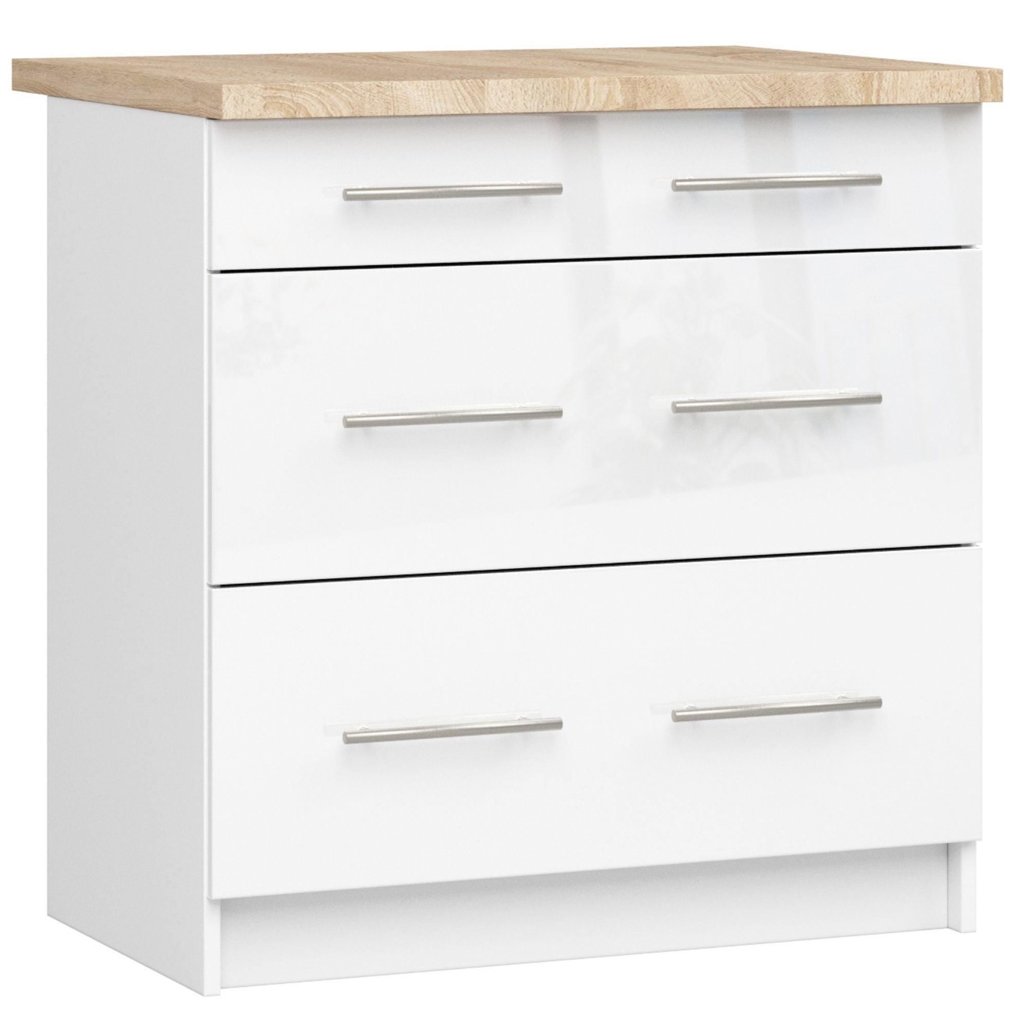 UNTERSCHRANK Weiß, Weiß Glanz 85/80/46 - Weiß Hochglanz/Weiß, Holzwerkstoff (80/85/46cm) - RAUMHIRSCH FURNITURE