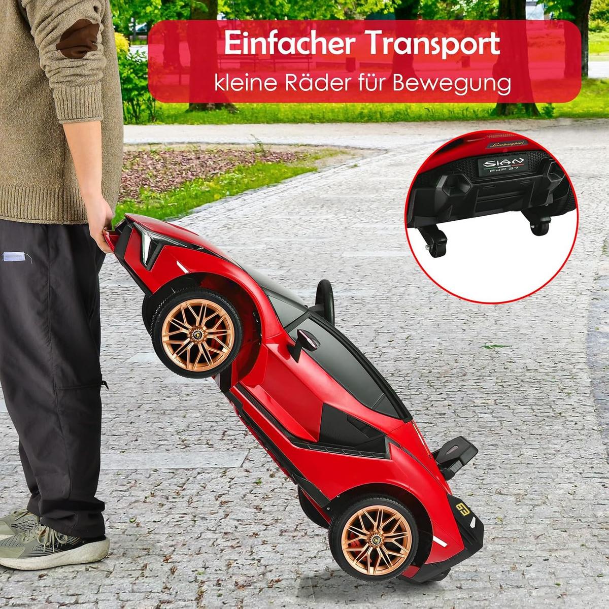 KINDERAUTO Lamborghini 12V Rot - Rot, Kunststoff (108/41/64cm) - COSTWAY