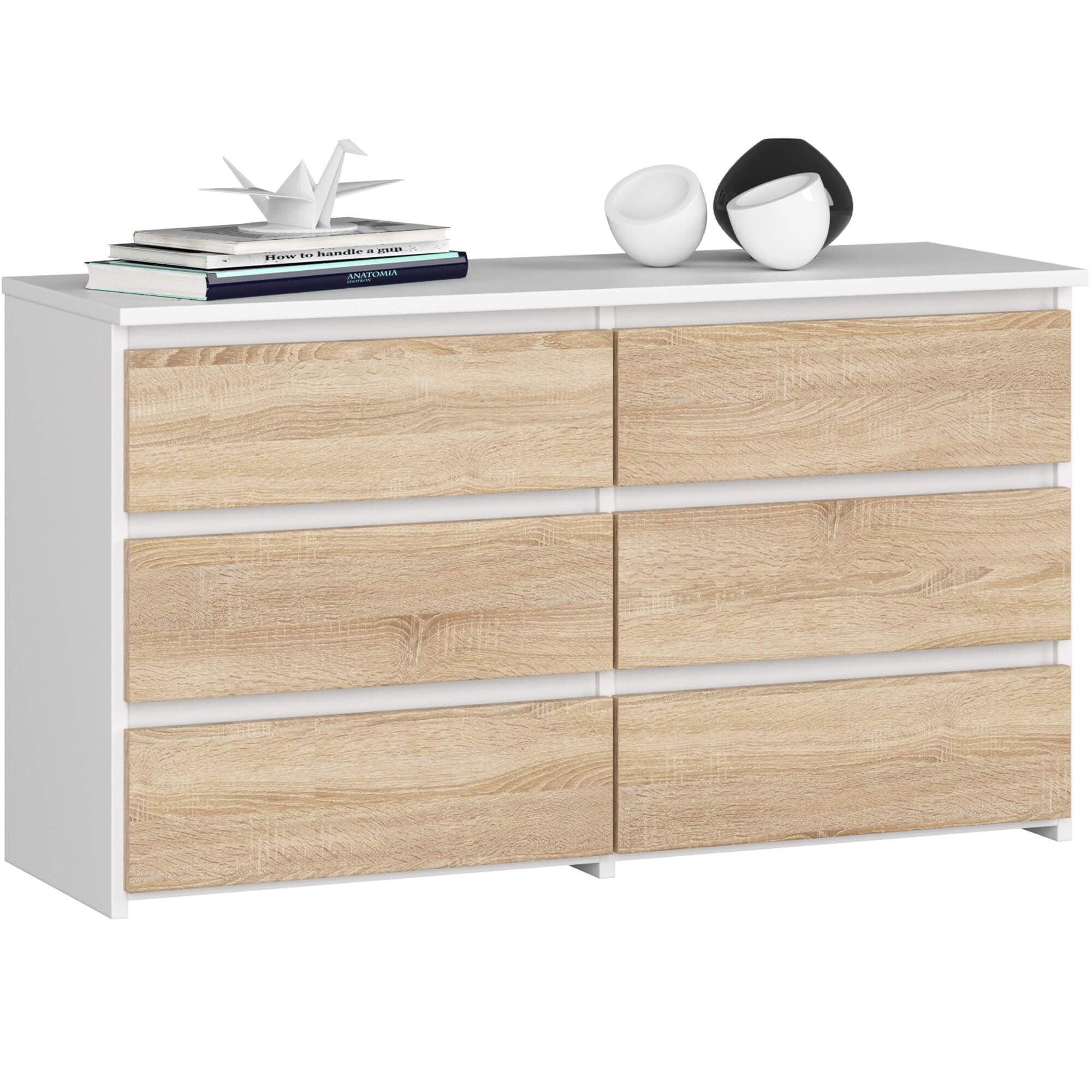 KOMMODE Weiß, Eiche Sonoma 57/100/35 - Weiß, Holzwerkstoff (100/57/35cm) - RAUMHIRSCH FURNITURE