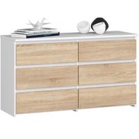 KOMMODE Weiß, Eiche Sonoma 57/100/35 - Weiß, Holzwerkstoff (100/57/35cm) - RAUMHIRSCH FURNITURE