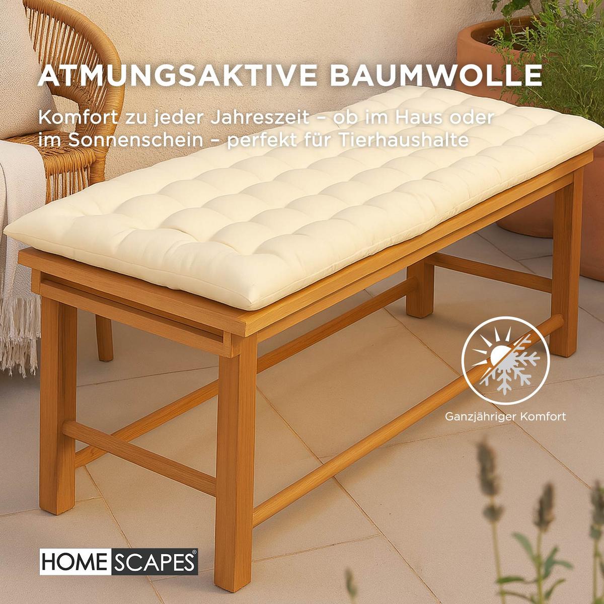 BANKAUFLAGE 2-Sitzer creme 108/42/5 cm - Creme, Textil (108/42/5cm) - Homescapes
