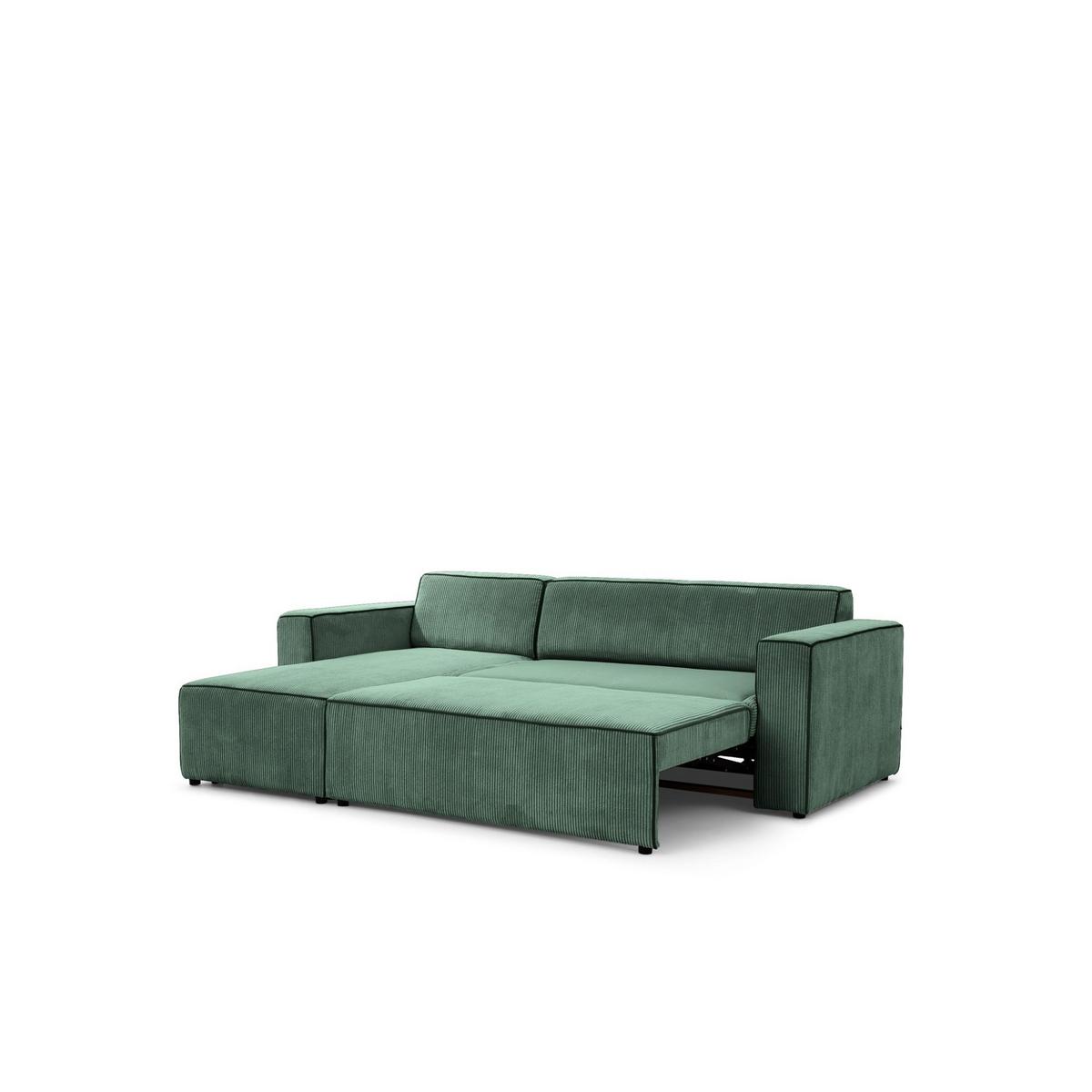 ECKSOFA Schlafsofa Waldo In Poso - Grün, Holzwerkstoff/Textil (260/173cm) - Fun Möbel