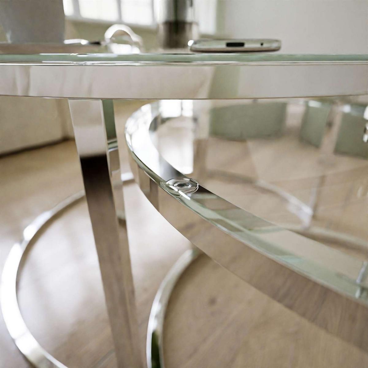 COUCHTISCH CIRI CHROME 2-in-1 mit Glasplatte - Silberfarben, Glas (70/70/47cm) - Lookway