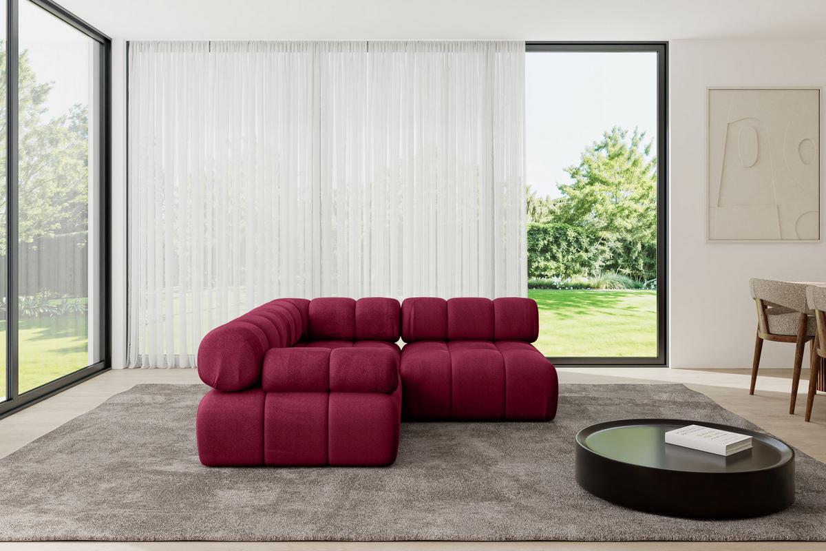 ECKSOFA modulares Sofa Mende-L1 - 190x190x70 cm Bordeauxrot Velours - Bordeaux, Holzwerkstoff/Textil (190/190cm) - ALTDECOR