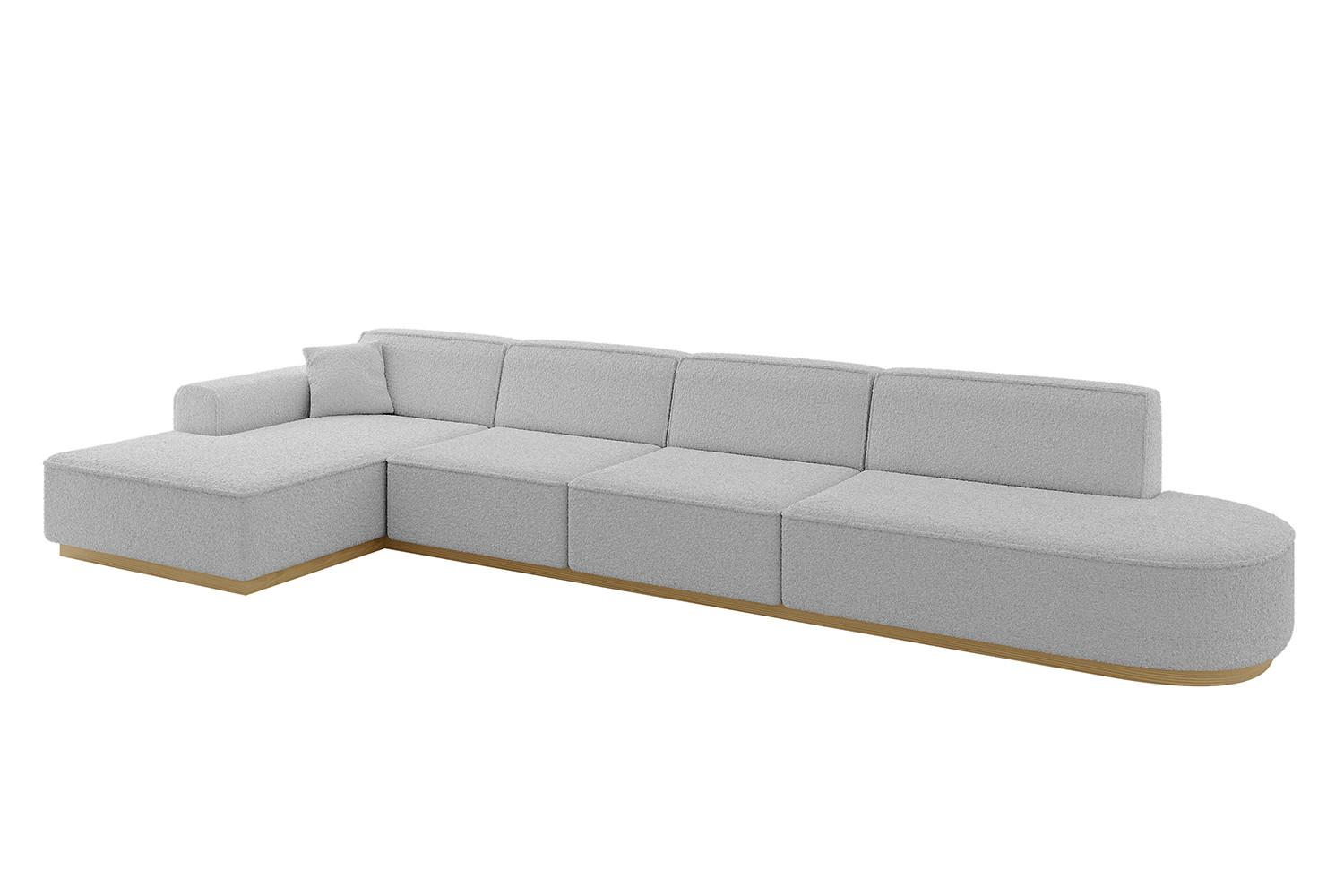 ECKSOFA Ottomane Links IREA-L3-v2 - 412x165x80 cm Hellgrau - Hellgrau, Holzwerkstoff/Textil (412/165cm) - ALTDECOR
