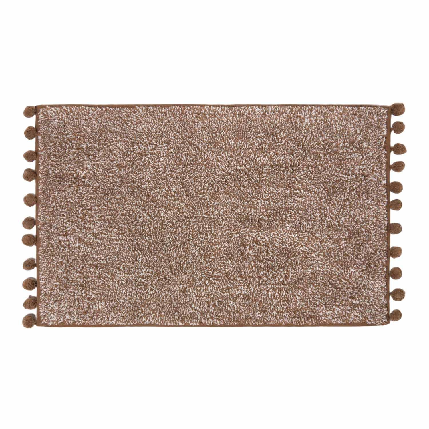 BADEMATTE Pompons 50/80 cm, Baumwolle - Braun, Textil (50/80cm) - Homescapes