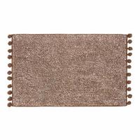 BADEMATTE Pompons 50/80 cm, Baumwolle - Braun, Textil (50/80cm) - Homescapes
