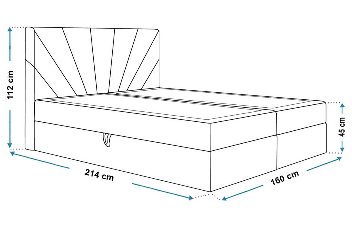 BOXBETT DENVER mit 2 Bettkästen, 160x200, Farbe: Grau, Velourstoff, Doppelbett mit Bonell-Matratze - Grau, Holz/Kunststoff (160/200cm) - Alpi-Möbel