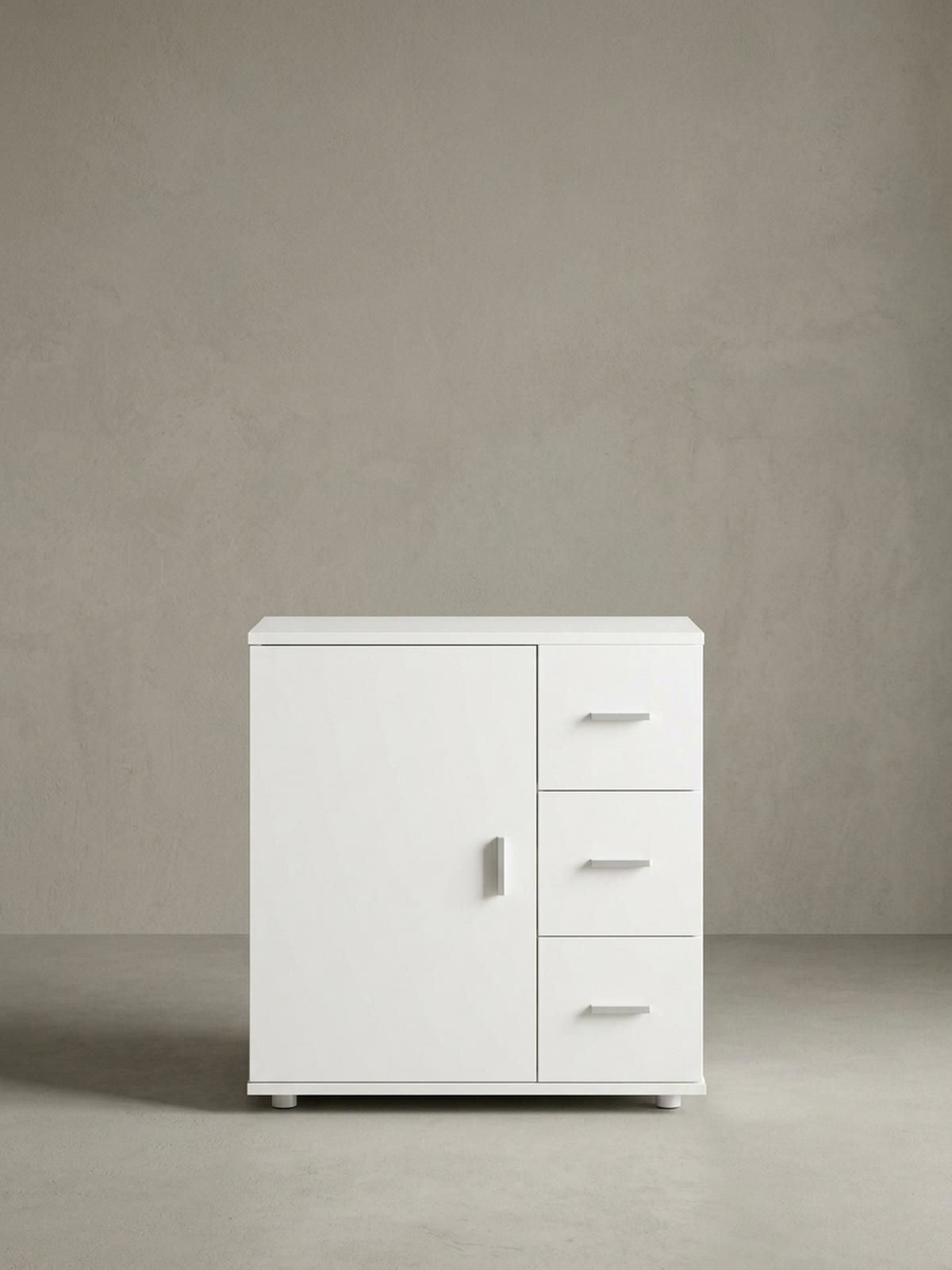 BADSCHRANK Weiß 60x65,5x33 cm mit großem Stauraum in matter Ausführung - Schwarz/Weiß, Holz (60/66/33cm) - KADIMA DESIGN