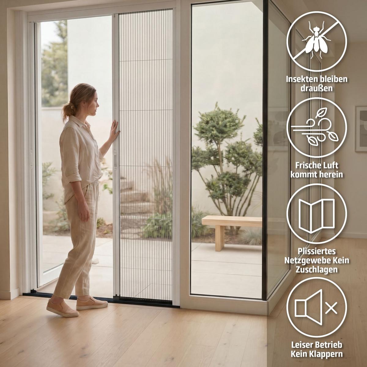 INSEKTENSCHUTZTÜR plissiert anthrazit - Anthrazit, Textil (96/203/3.7cm) - Cocoon Home Concepts