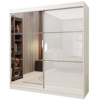 SCHWEBETÜRENSCHRANK VITALE 200/216/61 cm 2-türig mit Spiegel Weiß - Weiß, Holzwerkstoff (200/216/61cm) - MASSENO