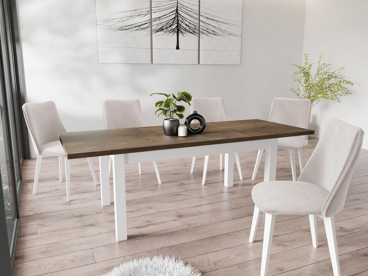 ESSTISCH Molly rechteckig ausziehbar, Lefkas Eiche 160-240/90/75 cm - Alteiche/Weiß, Holz/Holzwerkstoff (90/240/75cm) - WFL GROUP