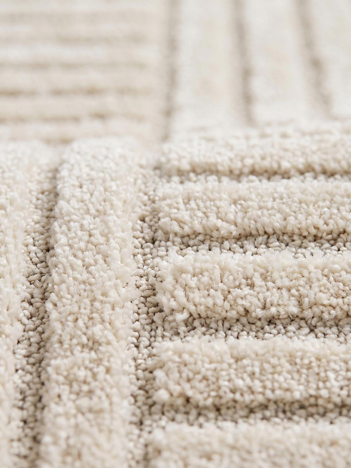 TEPPICH Hochflor RIGI in Creme, mit Cord-Streifen-Patchwork, Ø 200 cm - Beige, Textil (200/200cm) - KADIMA DESIGN