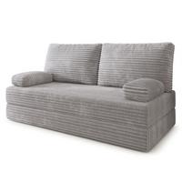BETTSOFA SILAR aus Schaumstoff Kordstoff Hellgrau Schlaffunktion - Grau, Textil (170/86/80cm) - MASSENO