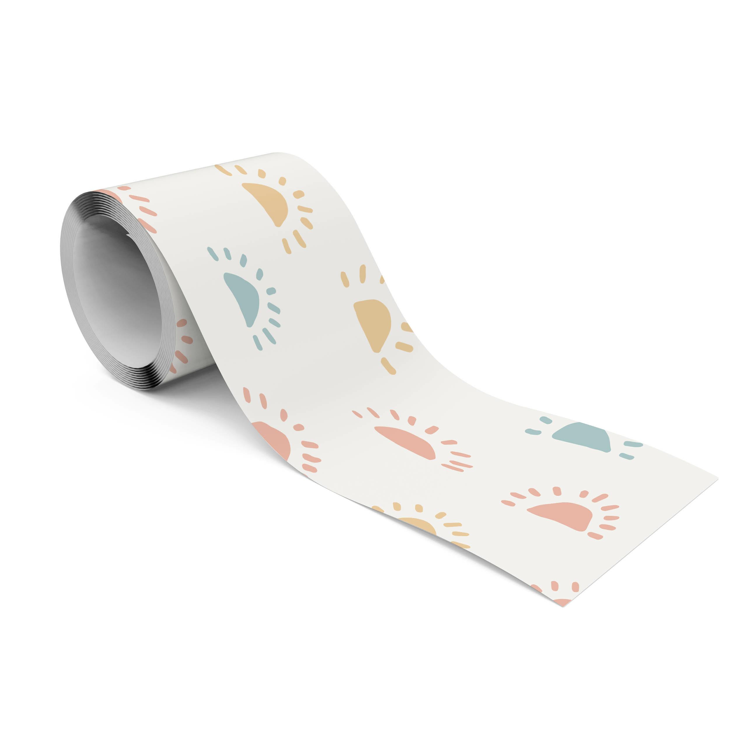 TAPETENBORDÜRE selbstklebend für Kinderzimmer bunte SONNE im Boho Stil - Blau/Weiß, Papier (10/300/300cm) - Muralo