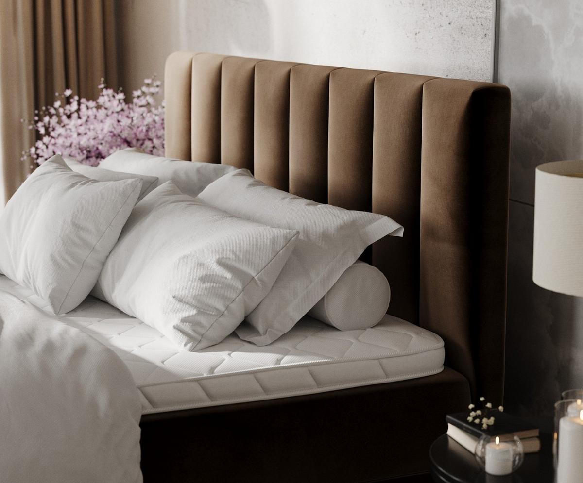 BOXBETT Lusso 160/200 cm Braun im Kronos Stoff - Schwarz/Braun, Holz/Holzwerkstoff (160/200cm) - AltaBeds