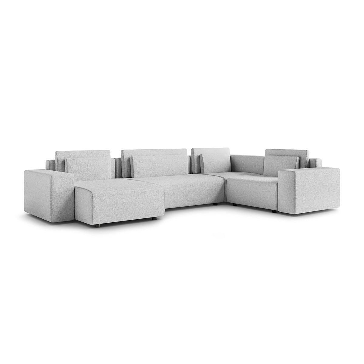 PANORAMASOFA Lorenzo 5 Sitzplätze Hellgrau - Grau, Holz (378/85/236cm) - Petits-meubles