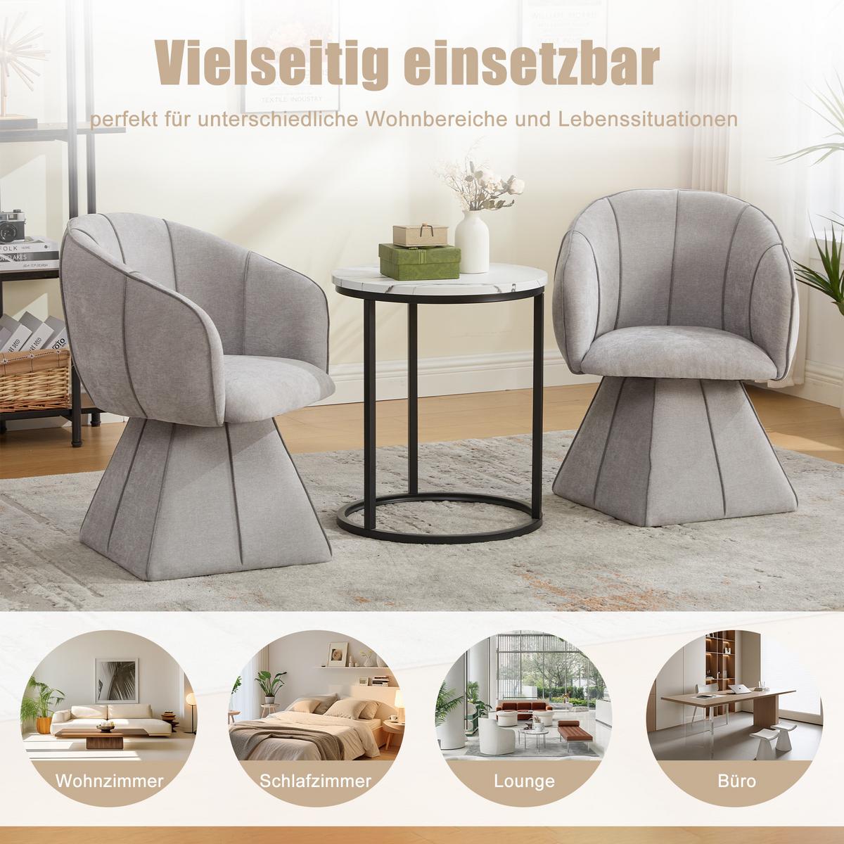 DREHSTUHL 360° Chenille Ergonomischer Sessel Wohnzimmer & Schlafzimmer - Grau, Textil (56/74.5/54cm) - Urban Meuble