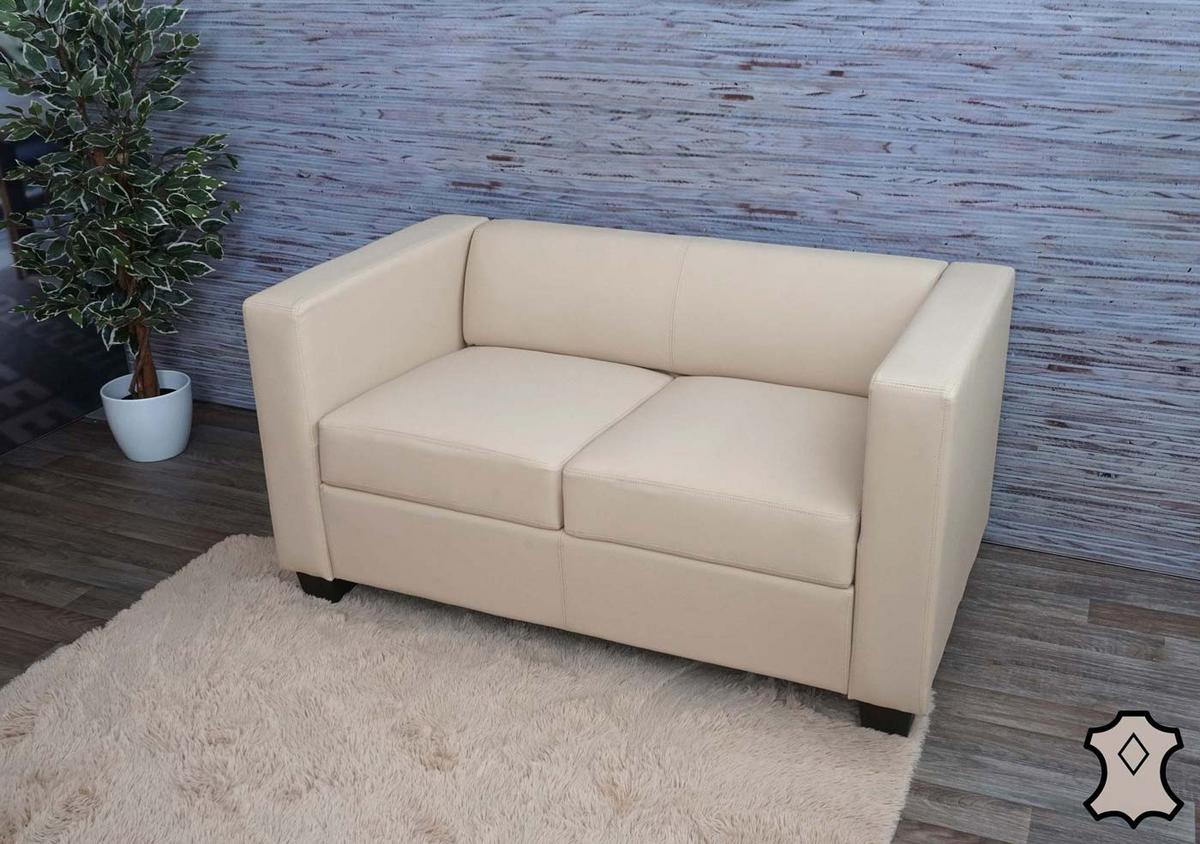 2ER SOFA Cremeweiß - Creme/Weiß, Leder (137/70/75cm) - MCW
