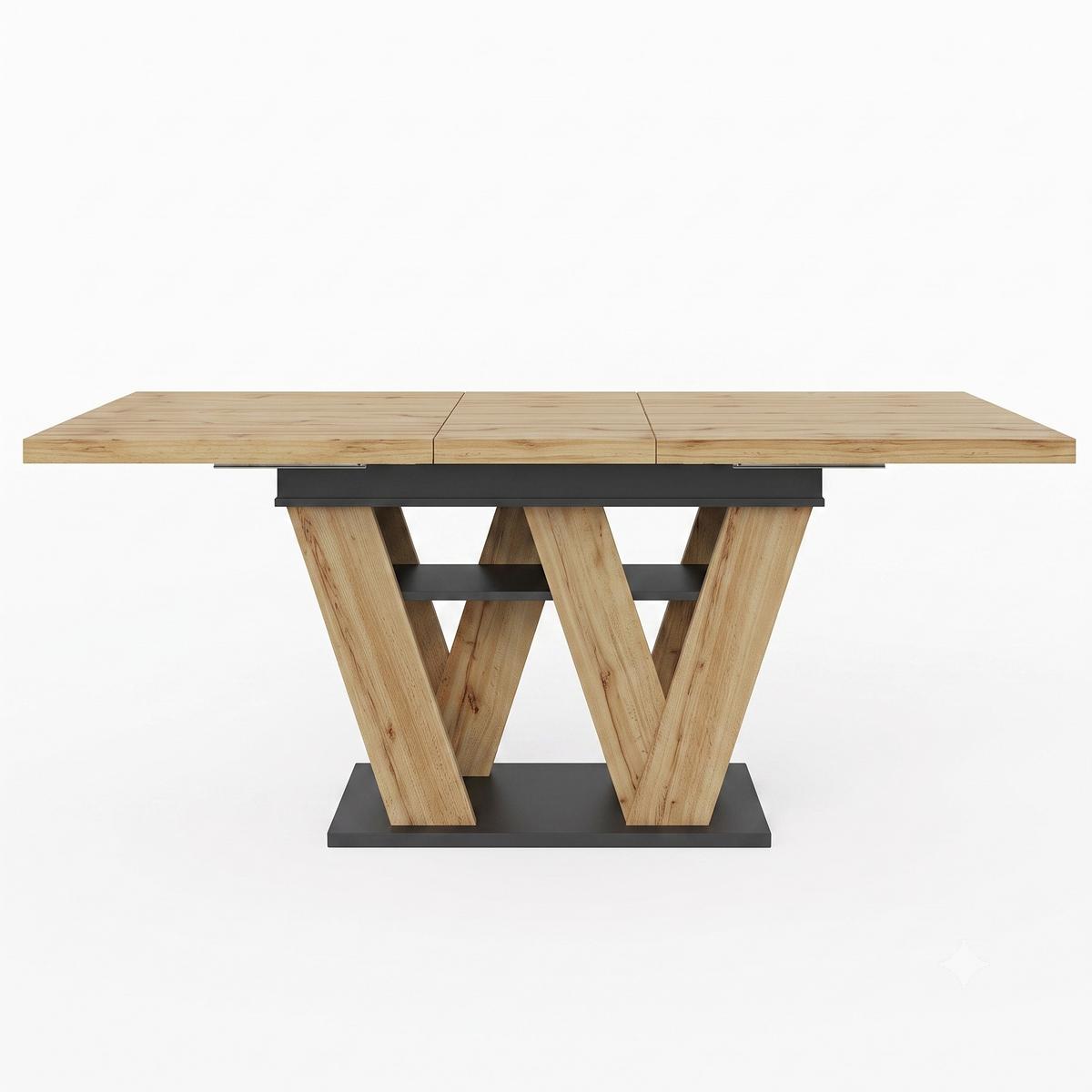 ESSTISCH Ausziehbar 100-176cm Eiche & Schwarz Teleskopdesign - Naturfarben, Holzwerkstoff (80/119/75cm) - Urban Meuble