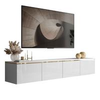 TV-RACK CELINE GLOSS 200 cm mit LED-Beleuchtung (hängend) - Weiß, Holzwerkstoff (200/35/40cm) - Lookway