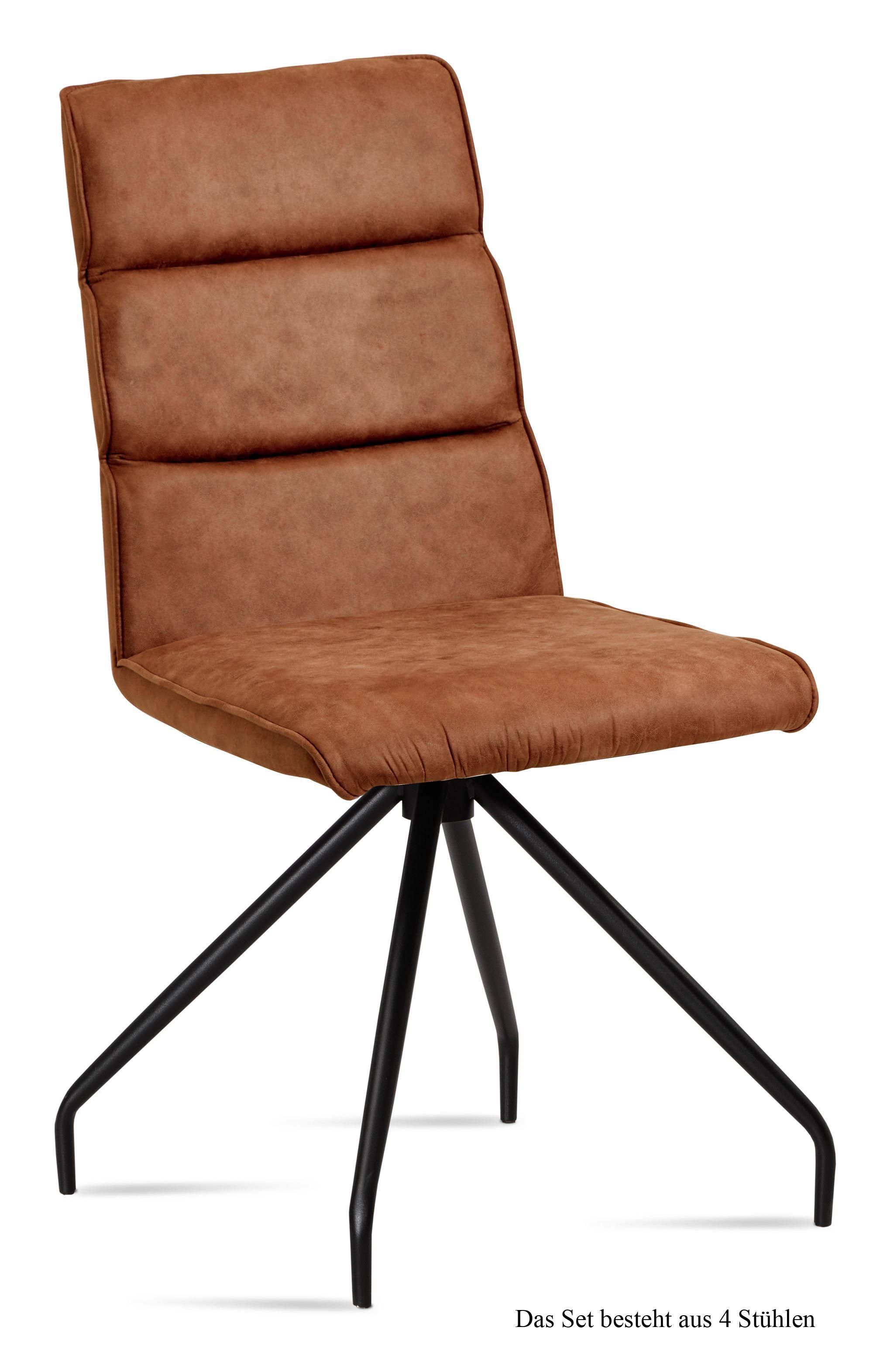 ESSZIMMERSTUHL (4er-Set) Devnet 47x92x60 Schwarz/Cognac - Cognac/Schwarz, Kunststoff (60/92/47cm) - 58aufmkessel