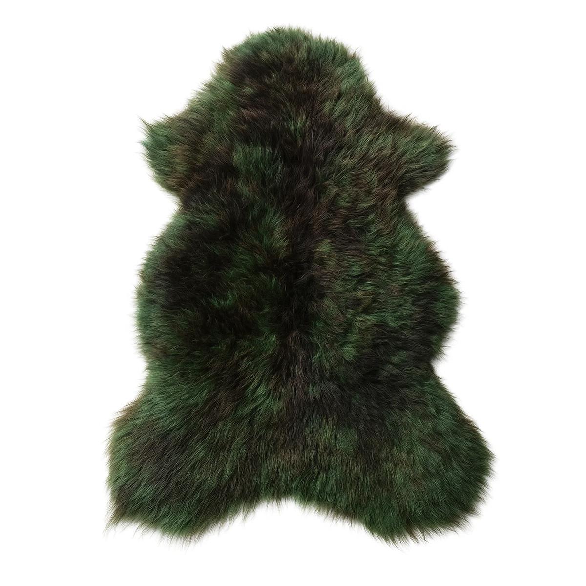 SCHAFFELL Ganzes Lammfell Langhaarig Smaragdgrün/Schwarz, ca. 130 cm - Smaragdgrün/Schwarz, Fell (65/130cm) - Provellus