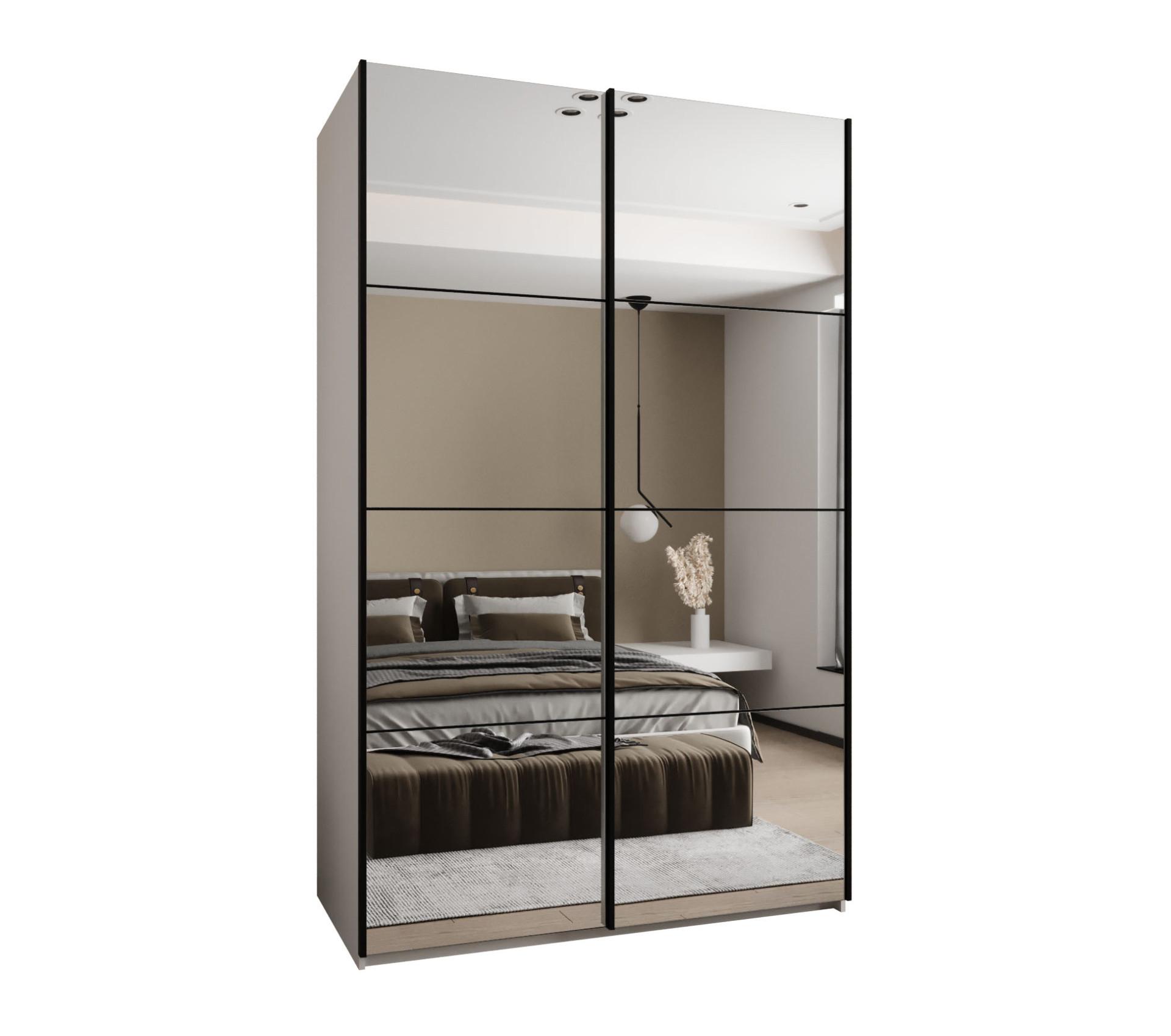 SCHWEBETÜRENSCHRANK 245,5/160/64 2-türig - Schwarz/Weiß, Holz/Metall (160/245/64cm) - Abiks Möbel