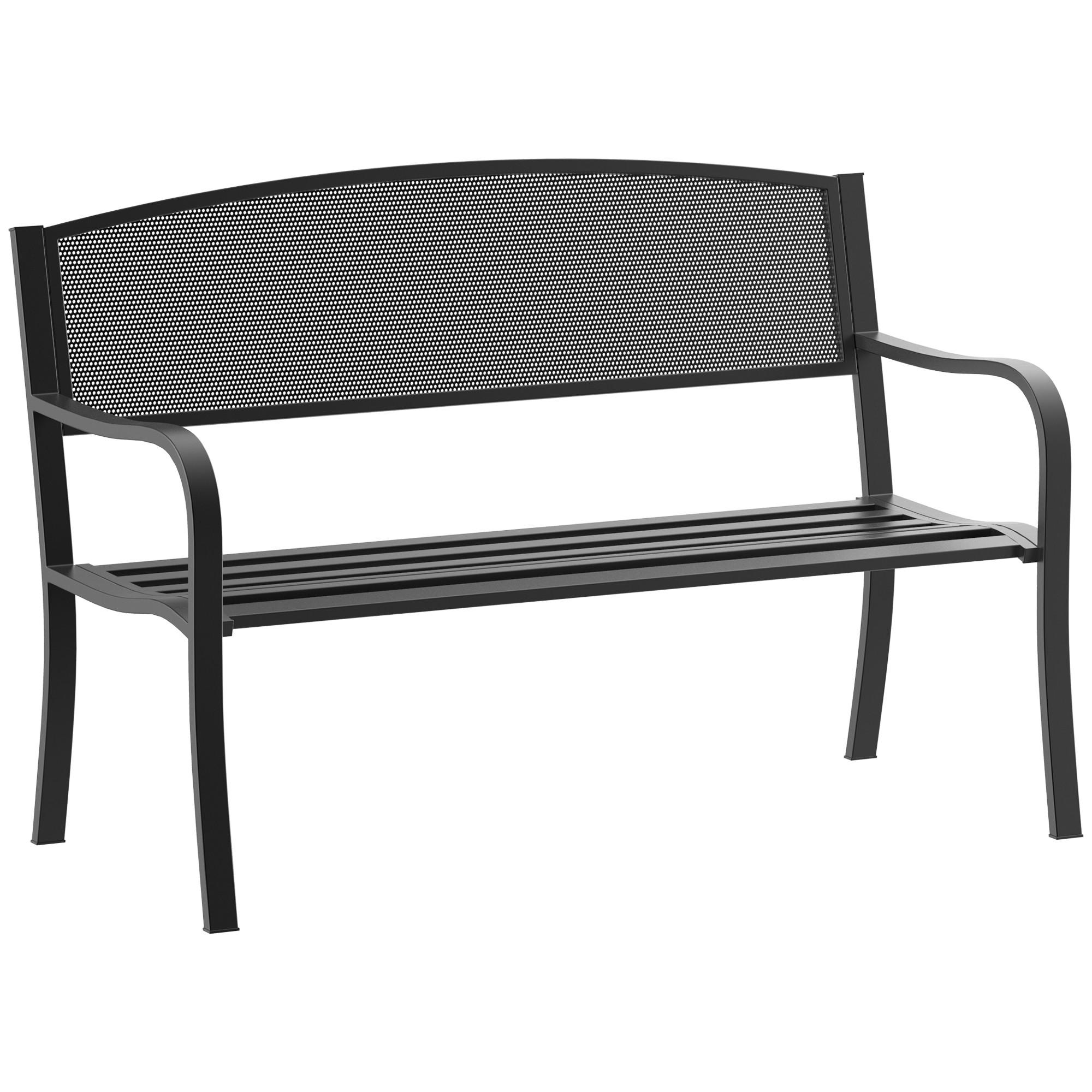GARTENBANK, 2-Sitzer, B127 x T60 x H87cm, Stahl, Schwarz - Schwarz, Metall (60/87/127cm) - Outsunny