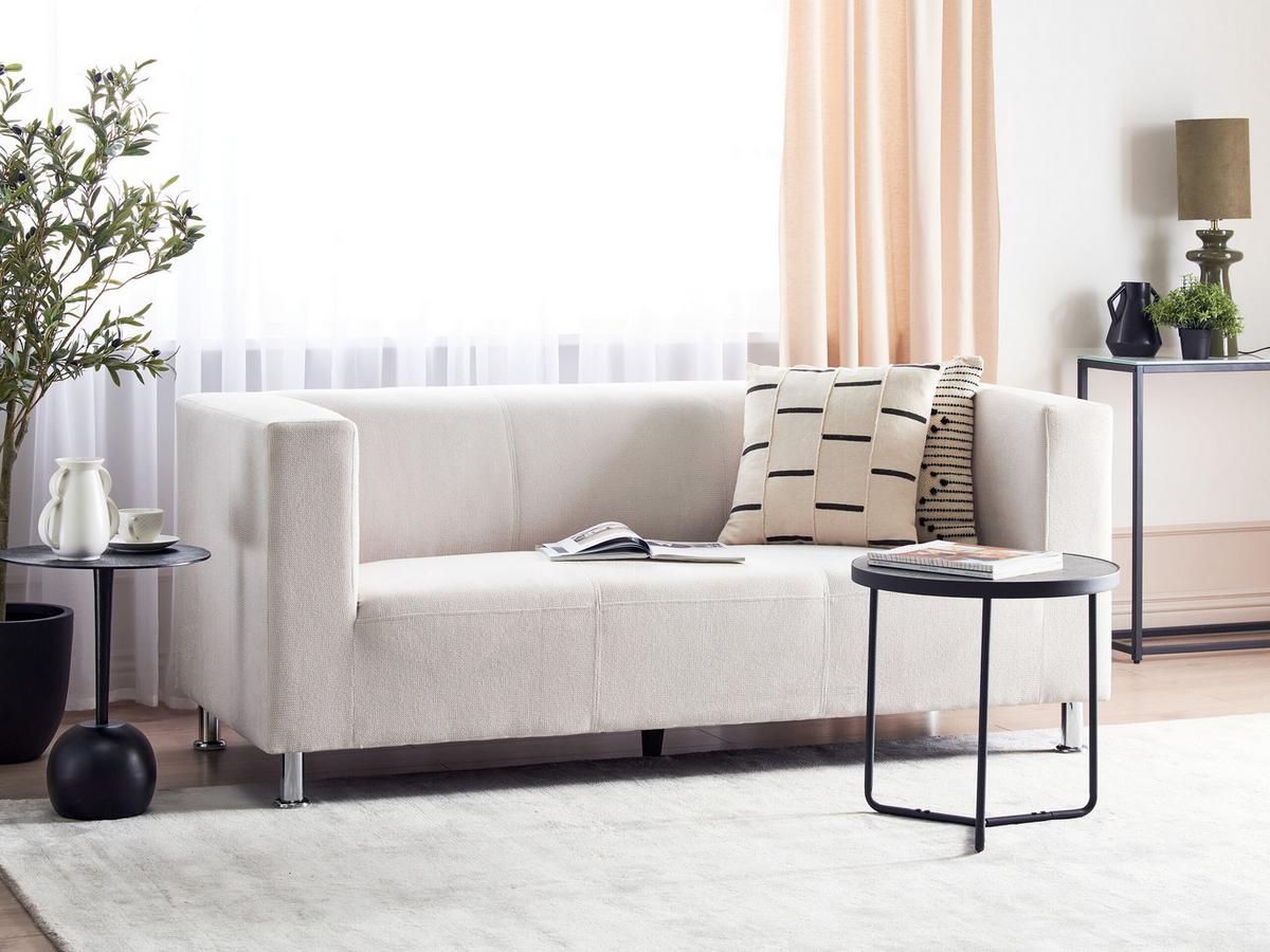 3-SITZER-SOFA Stoff cremeweiß Floro - Silberfarben/Weiß, Textil (179/74/83cm) - Beliani