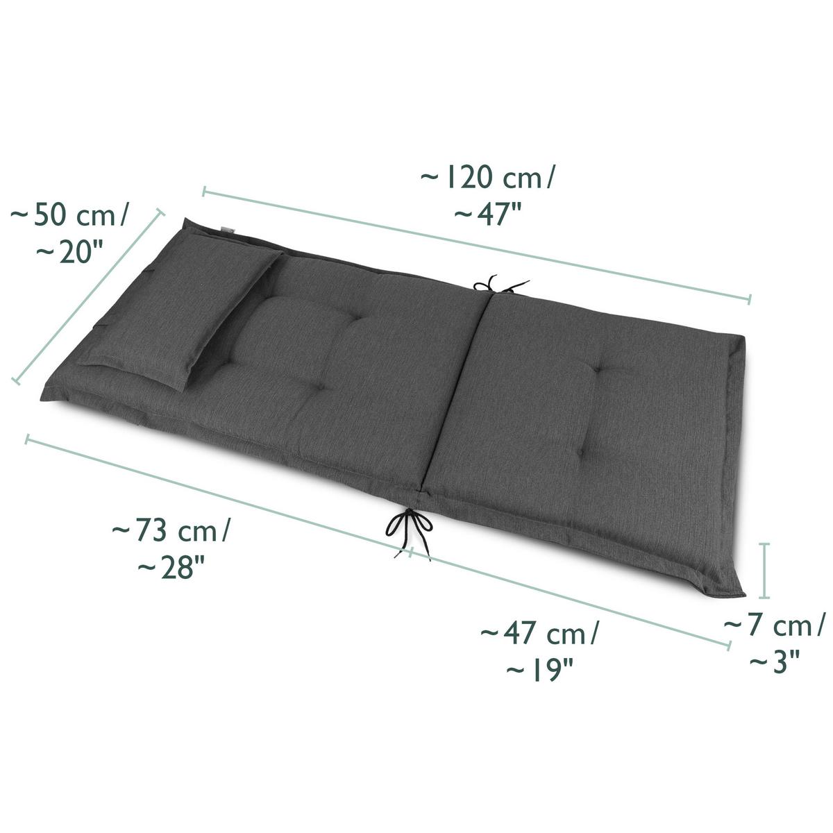 HOCHLEHNERAUFLAGE HighLux HL 120/52/7cm Anthrazit - Anthrazit, Textil (52/7/120cm) - Beautissu 
