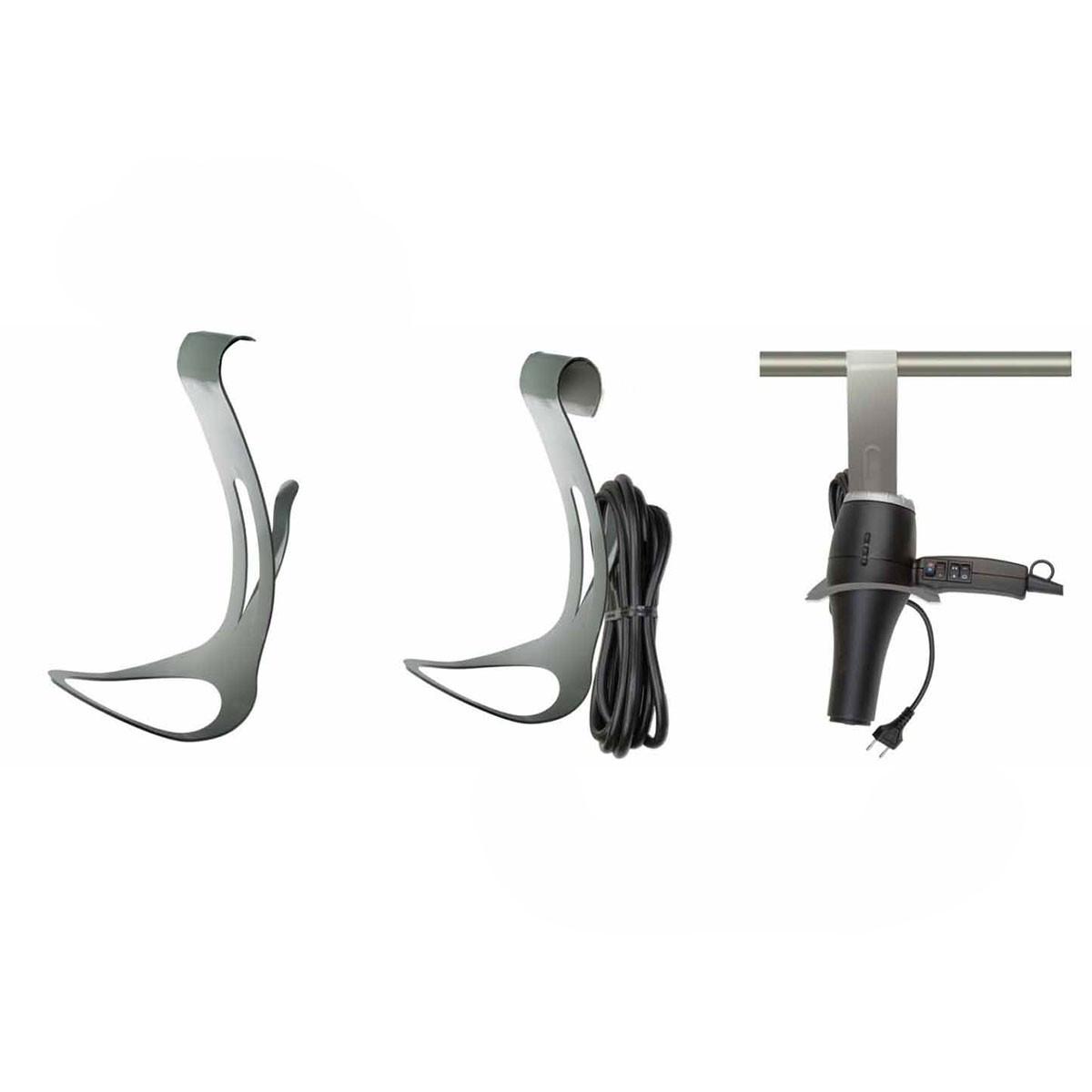 HAARTROCKNERHALTER zum Aufhängen - 15/10/21 cm - Silberfarben, Metall (10/21/15cm) - Calicosy