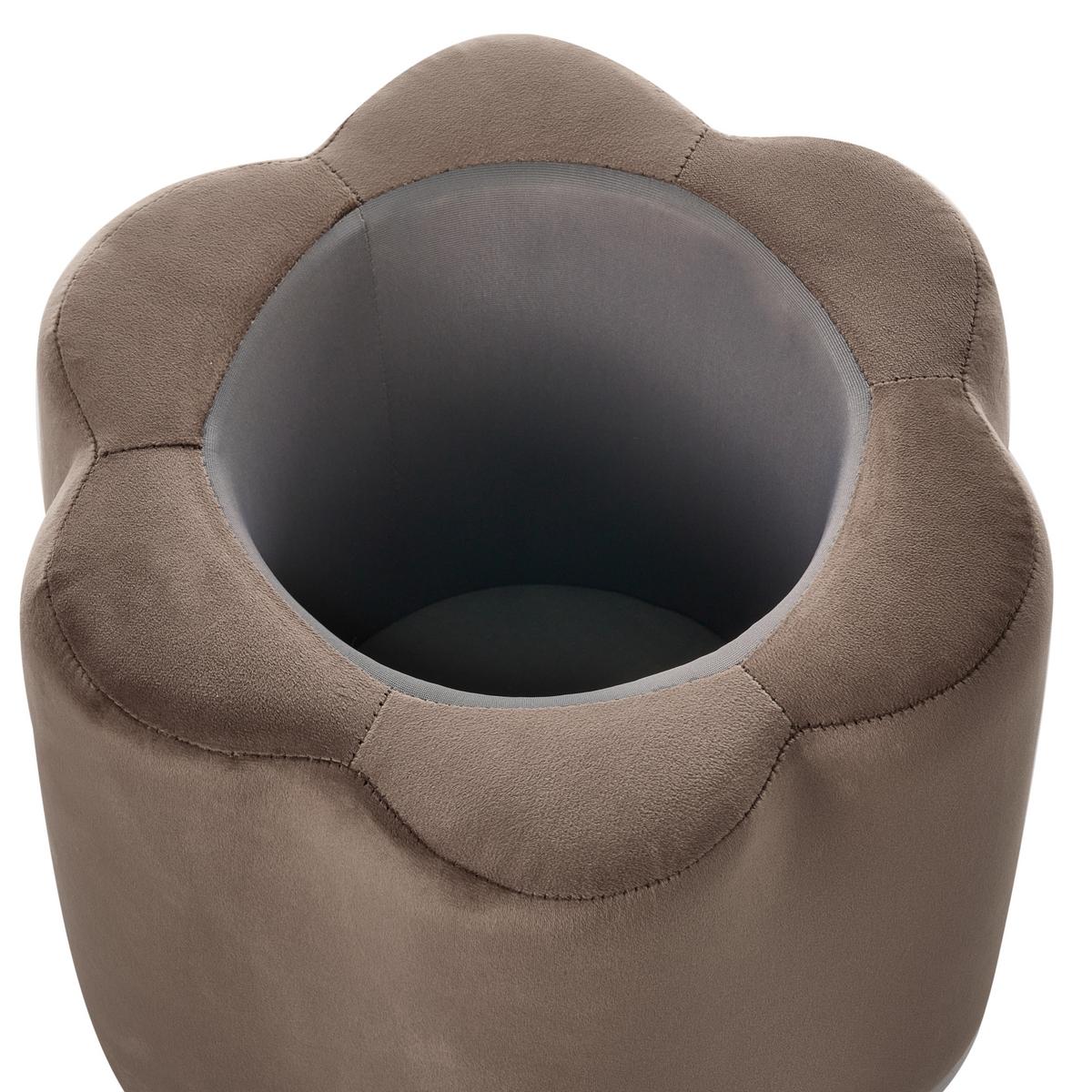 KINDERHOCKER mit Stauraum Samtstoff Dunkelbraun Blume Flower - Dunkelbraun/Schwarz, Textil (40/38/40cm) - Beliani