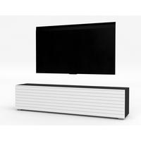 LOWBOARD ZIVOLLI 160 Schwarz, Weiße Lamellen 160/36,5/40 cm – Hängend und Stehend - Schwarz/Weiß, Holzwerkstoff/Kunststoff (160/36.5/40cm) - AX Living