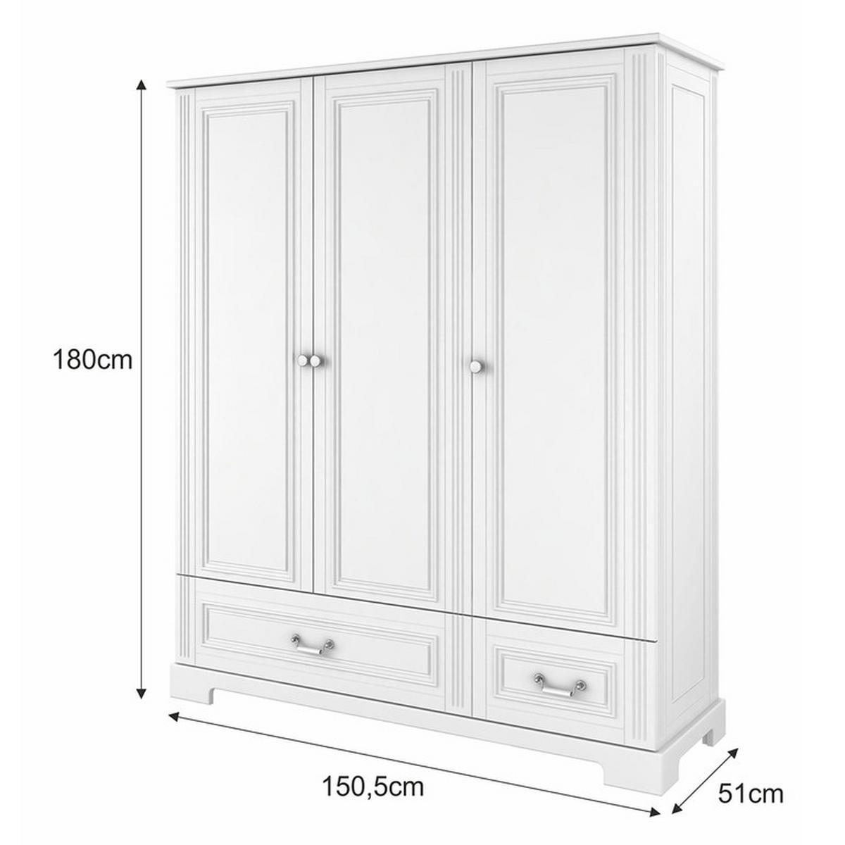 SCHRANK 3 Türen Weiß - Weiß, Holzwerkstoff (150/180/51cm) - Petits-meubles