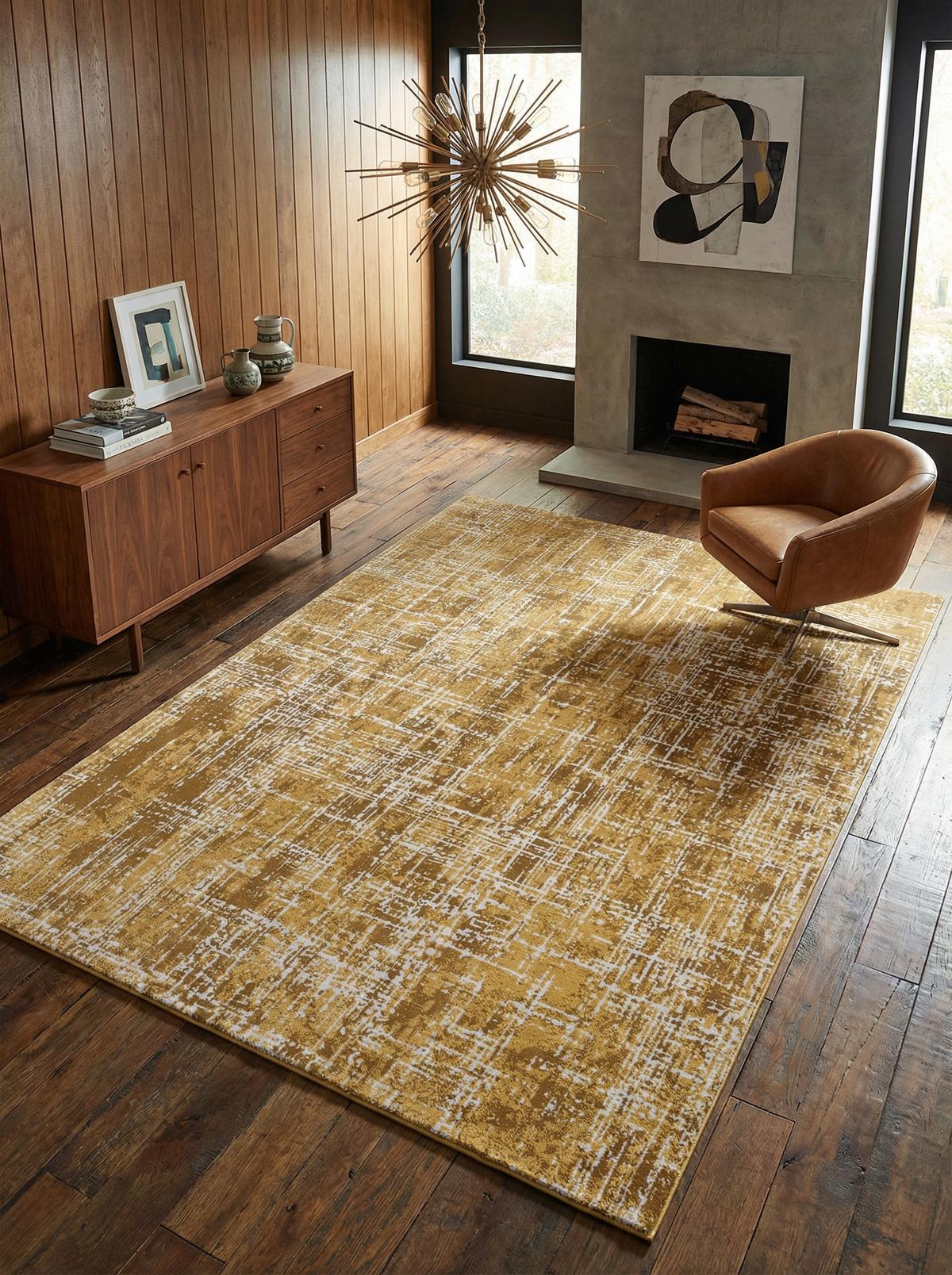 TEPPICH TIBER-Rom, abstrakt, Senfgelb, 120 x 170 cm - Gelb, Textil (170/120cm) - KADIMA DESIGN