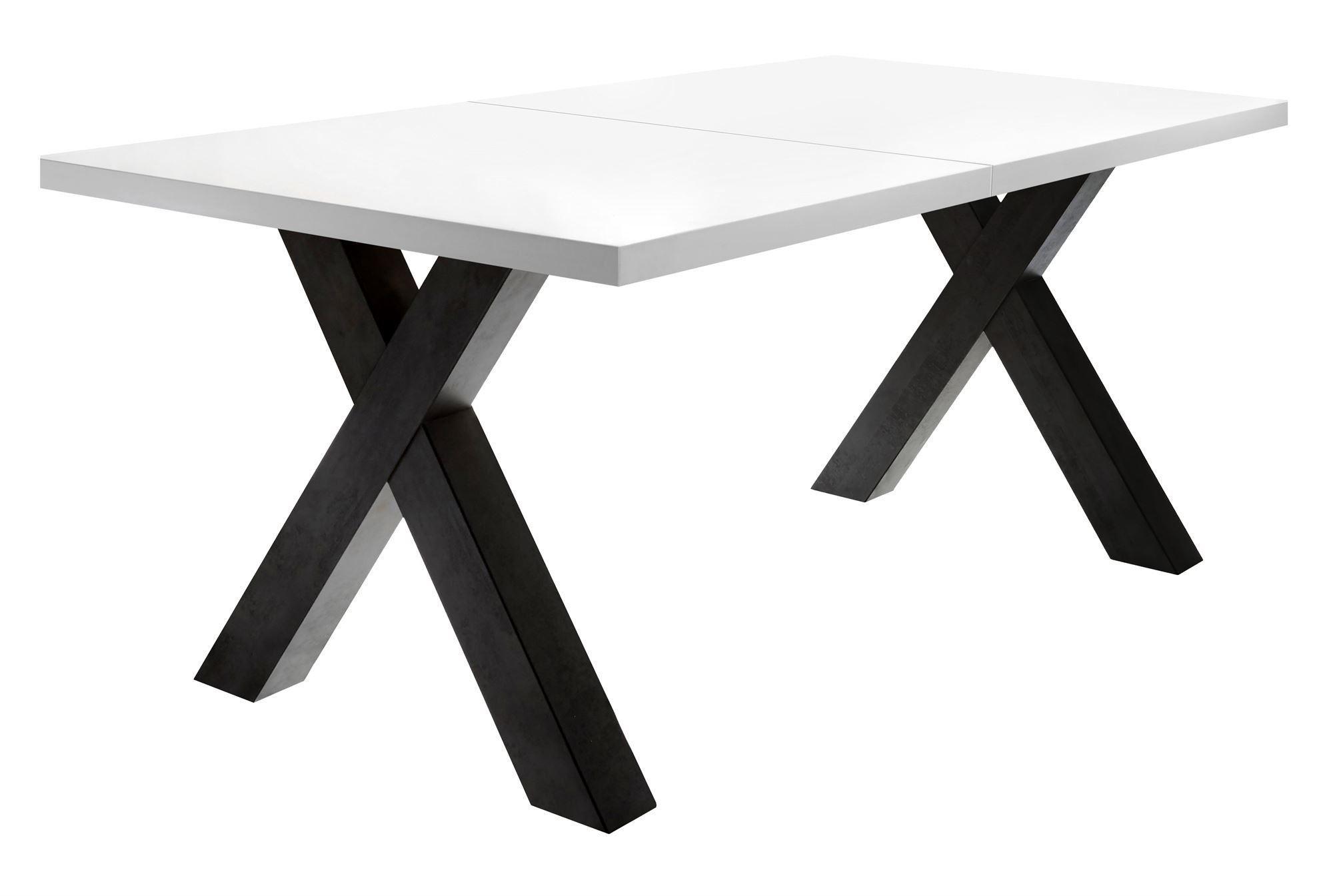 ESSTISCH ausziehbar Eike 7 160 x 90 x 75 Esszimmertisch Schwarzstahl/Weiß Matt Lack - Weiß, Holz (160/90/75cm) - 58aufmkessel