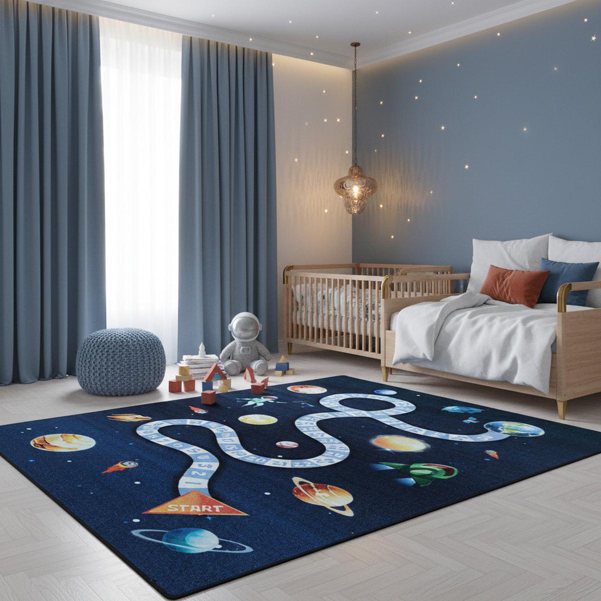 KINDERTEPPICH TRAUN, mit Weltraum-Motiv, Marineblau, 160 x 230 cm - Blau, Textil (230/160cm) - KADIMA DESIGN