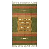 KELIM-TEPPICH Lundi Green handgewebt 240/300 cm - Waldgrün/Multicolor, Textil (240/300cm) - Homescapes