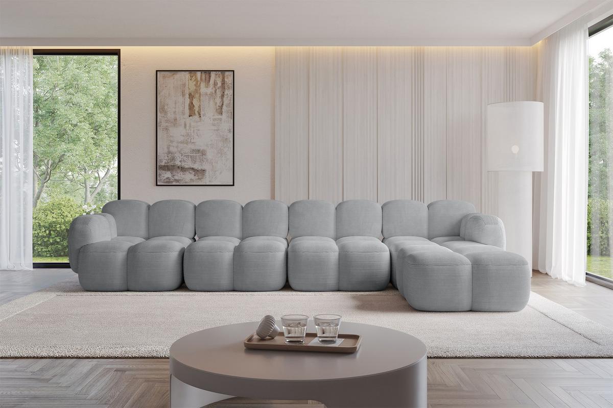 ECKSOFA modulares Sofa Rechts Miko-L3 390x205x75 Grau Cord - Anthrazit/Schwarz, Holzwerkstoff/Kunststoff (390/205cm) - ALTDECOR