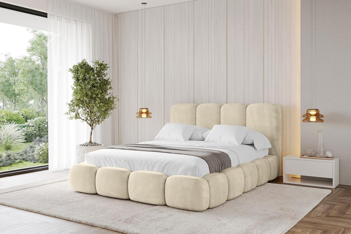 POLSTERBETT mit Bettkasten und Lattenrost, Boxbett ohne Matratze - KALA 120x200 Beige - Ecru, Holzwerkstoff/Textil (120/200cm) - ALTDECOR
